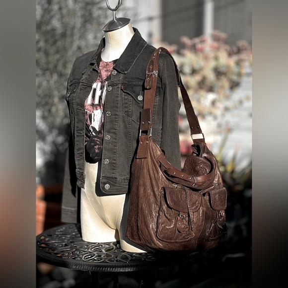AllSaints — Vintage Brown Leather Shoulder Bag - Picture 1 of 5
